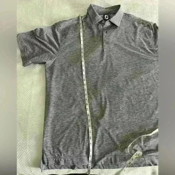 FootJoy Polo Golf Shirt Mens Gray and White Striped Size XL Golf Casual Collar - Picture 4 of 7